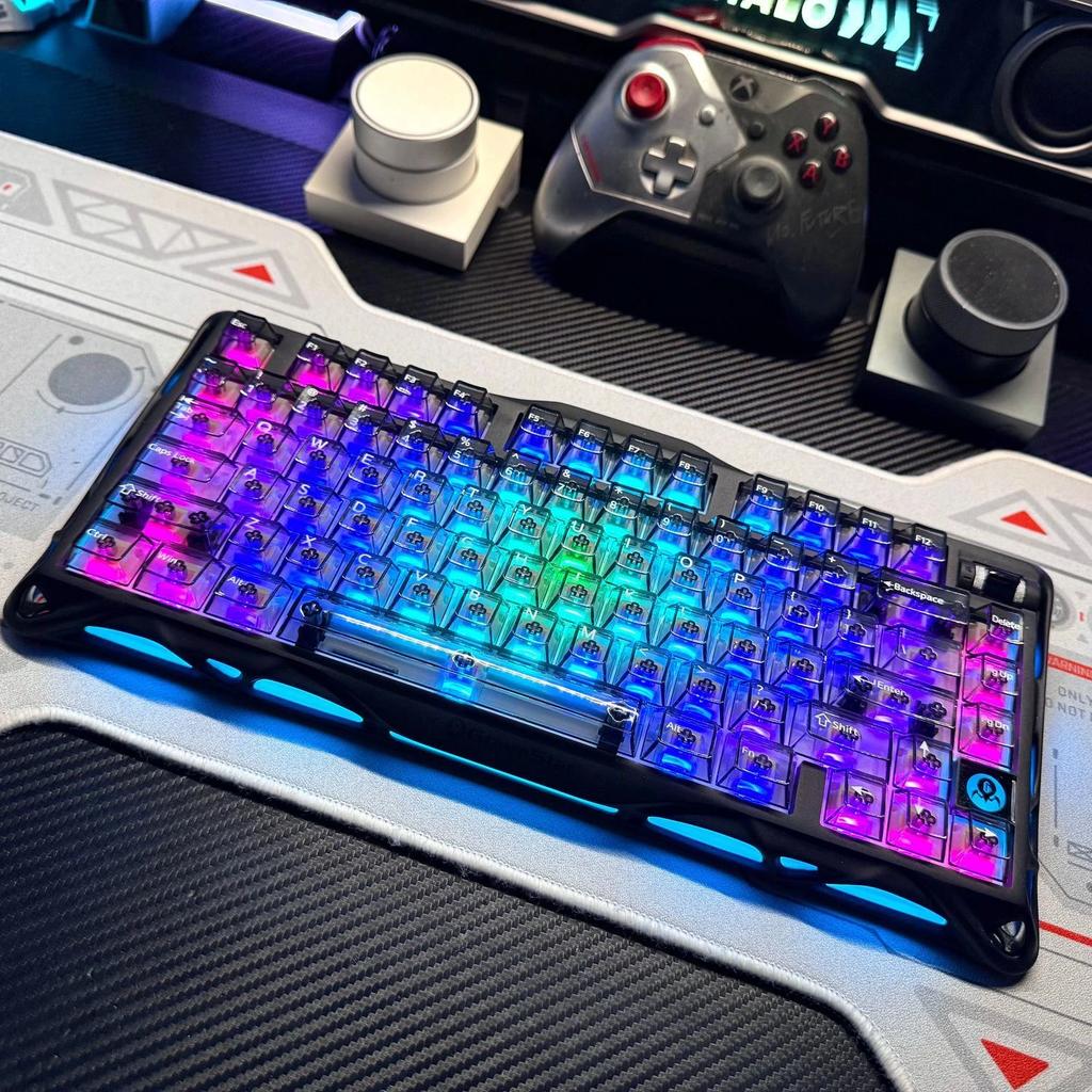 Xiaomi New 132 Keys Black Full Transparent PC Keycaps UV Printing Clear Crystal Key Caps Cherry Profile for MX Switches Gaming Keyboard