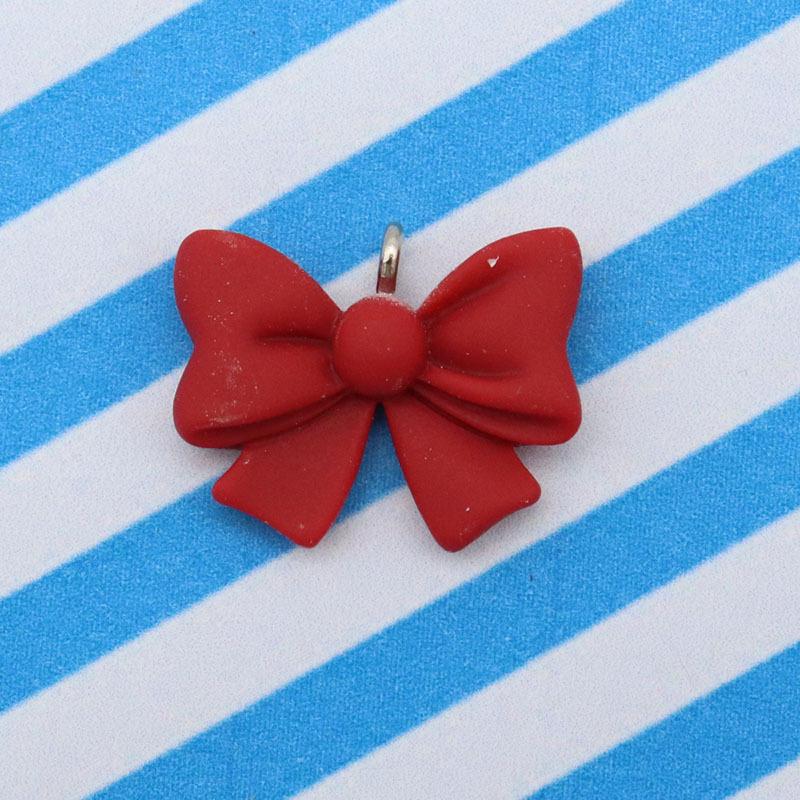 5pcs Cute Bowknot Resin Solid Color Pendant Butterfly Knot Charms Jewelry Making Accessories DIY Earrings Necklace Trend Beads