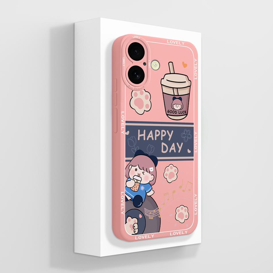 Cute Panda Case For iPhone 16 /16Plus/16Pro/16ProMax iPhone16+ Back Cover Sof Liquid Silicone Full Protection Bumper Funda Coque