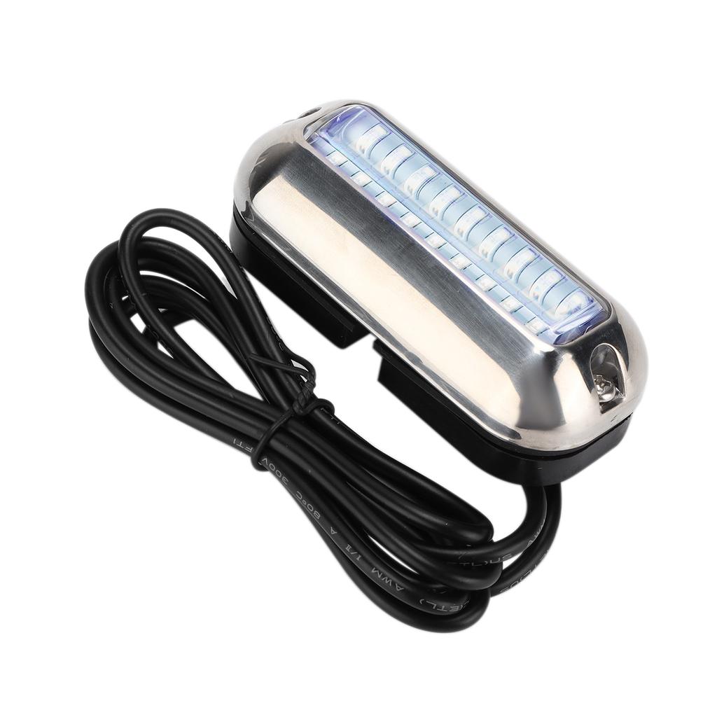 Blue 27LED Underwater Light 74LM Bright Transom Lamp IP68 Waterproof Stainless Steel Shell for Marine Boat