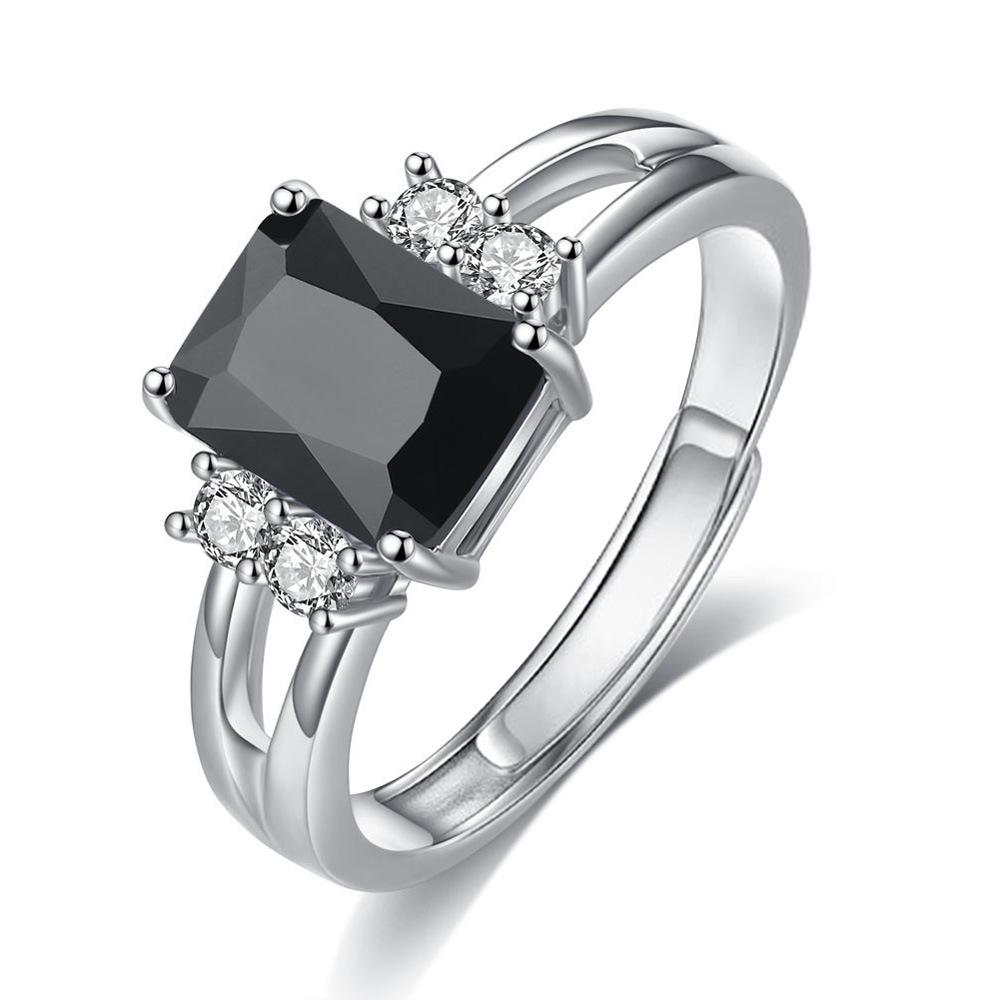 

Модные ювелирные изделия Простое атмосферное квадратное цирконовое кольцо для женщин, ретро-аксессуары для ювелирных изделий с высоким темпераментом