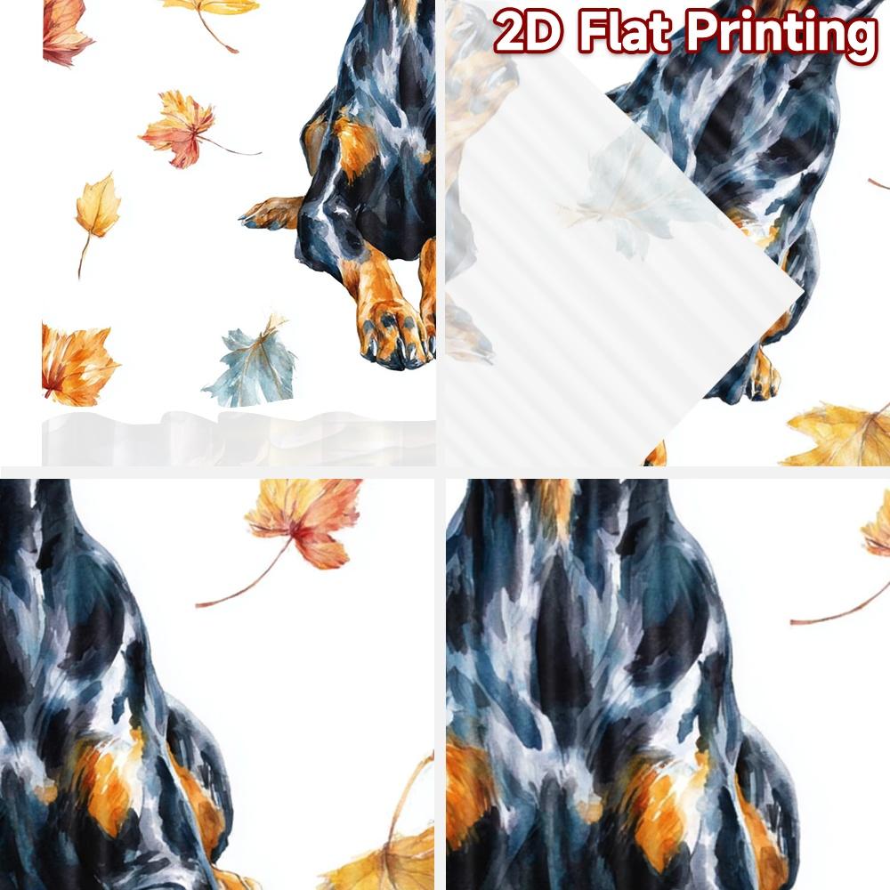 2D flat printing 2pcs Window Treatment Curtains Doberman Autumn Leaves Watercolor Digital Printed Polyester Drapes Festive Wall