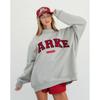 Womens Embroidered Half-Zip Sweatshirt Casual Loose Fit Long Sleeve Thick Fleece Top Daily Wear