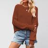 Women's Solid Striped Fashion Round Neck Knitwear Loose Pullover Sweater