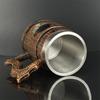 580ml Lion Tiger Wooden Barrel Drinking Cup 3D Stainless Steel Mug Resin Beer Stein Tankard Coffee Tea Cup Halloween Gift Bar