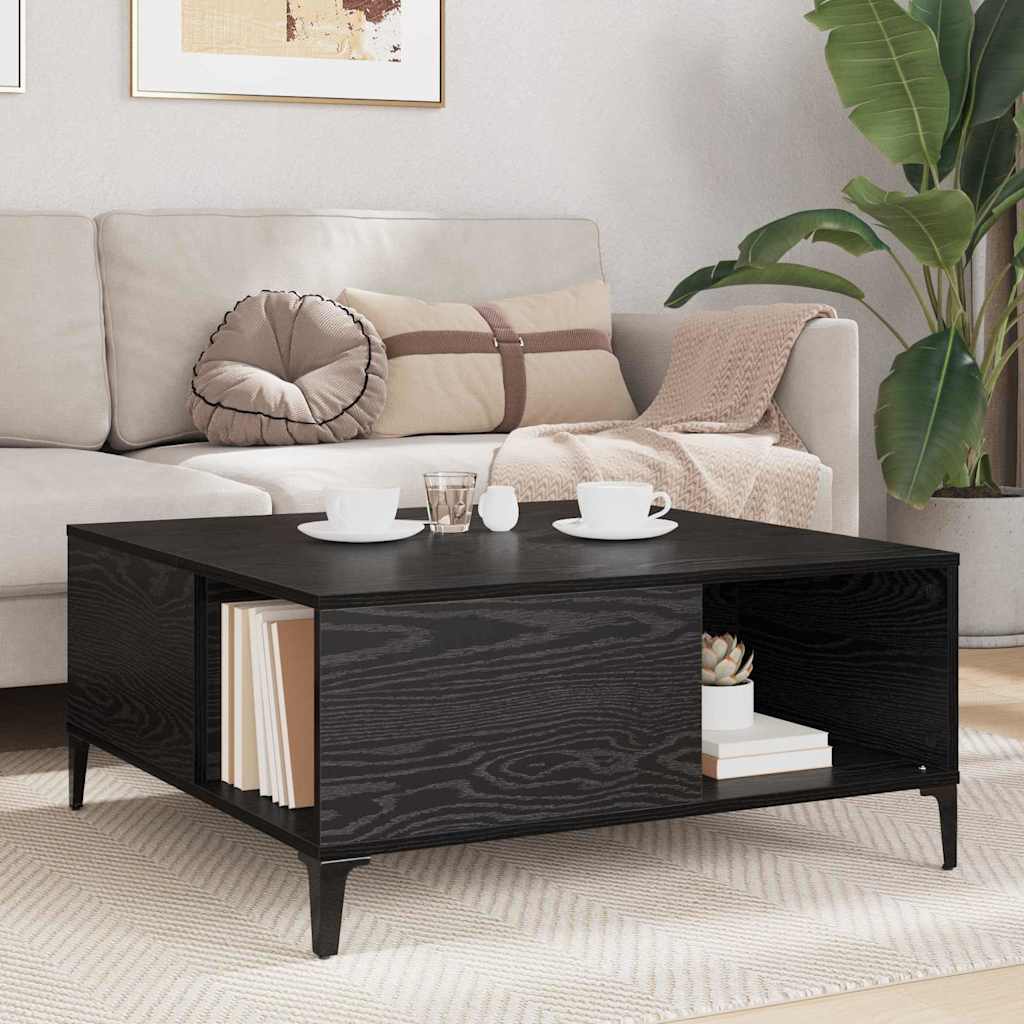 Coffee Table Black Oak Effect 80 X 80 X 36.5 Cm Engineered Wood