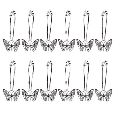 Sturdy Metal Butterfly Shower Curtain Hook Rustproof Builts In Roller Systems Easy Installation