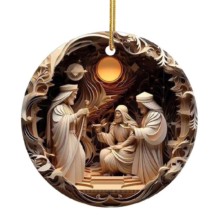 Elegant Acrylic Nativity Ornament Handmade Birth Hanging Ornament Accessory Enhancing Christmas Atmosphere
