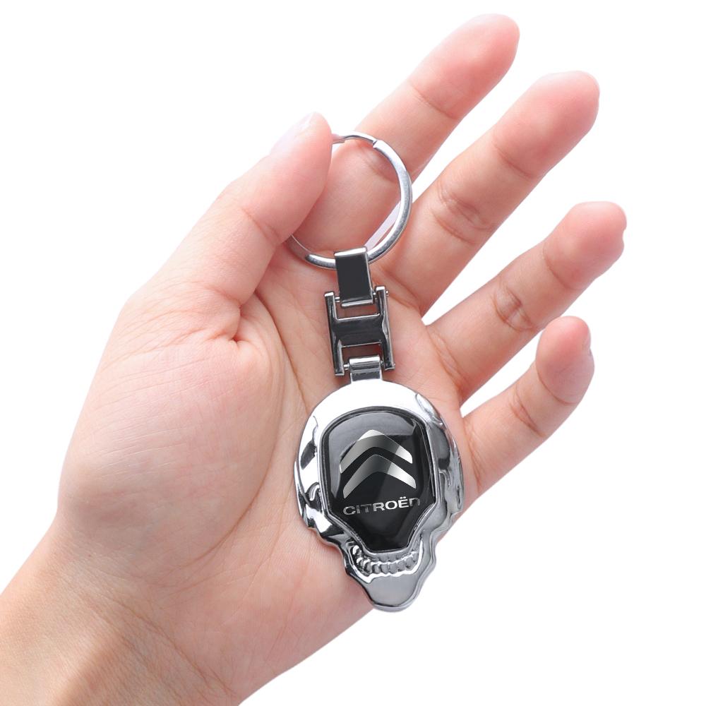 

Skull Head High Quality Keychain Pendant Keyring Jewelry For Citroen C1 C2 C4 C3 C5 VTS Cactus Picasso Saxo Car Key Accessories