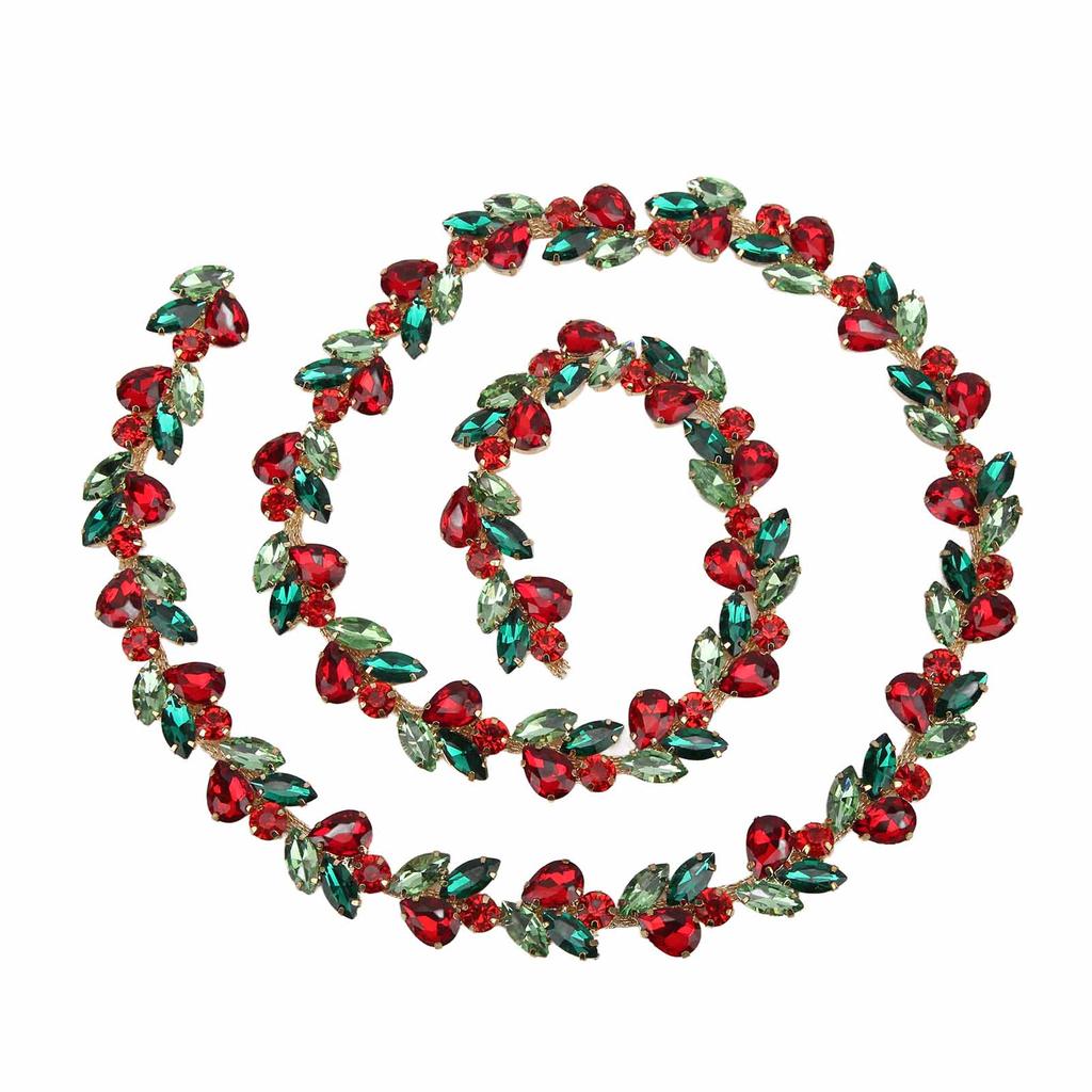 1yd Rhinestone Flower Chain Shiny Colorful Exquisite Workmanship Color Horse Eye Drop Rhinestone