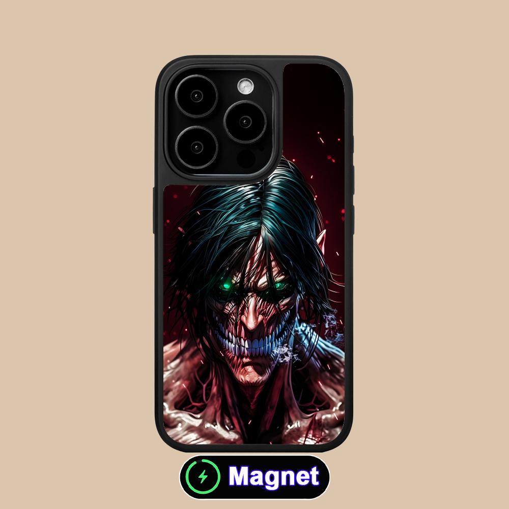 AOT Eren Yeager Matte Surface Magsafe Mobile Phone Case for iPhone 17 16 15 14 13 12 11 Air Pro Max Plus Colorful Cover