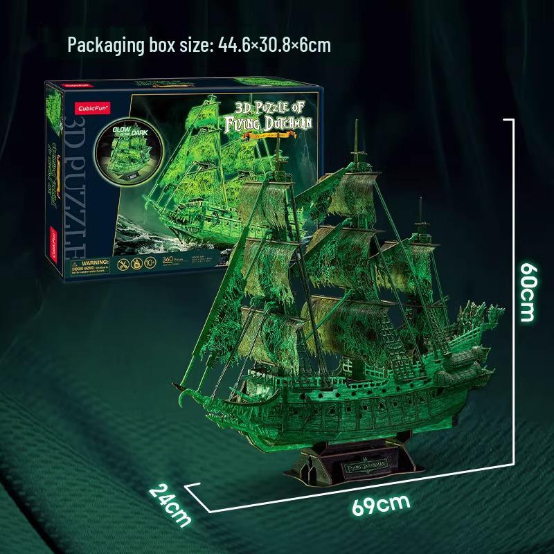 Kostka Rubika 3D Puzzle Statek Piracki: Model Latającego Holendra dla dorosłych o wysokim stopniu trudności do samodzielnego montażu