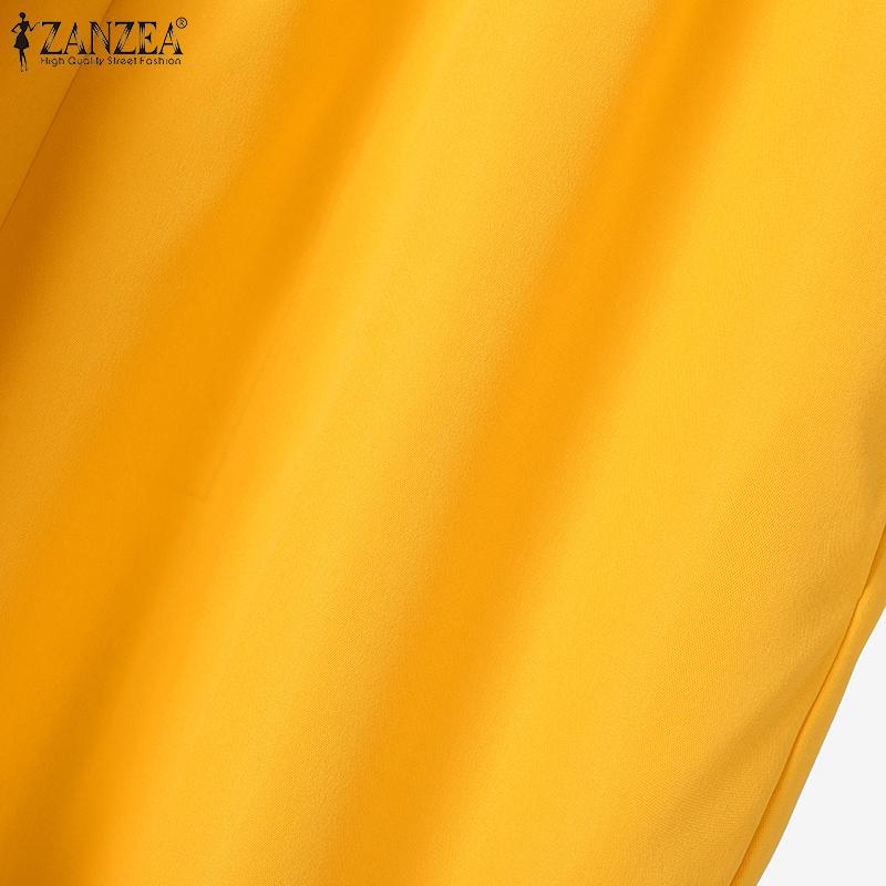 ZANZEA Two Piece Sets Women Long Sleeve Shirt Tops And Long Pants Wide Leg Trousers Casual Loose Suits Plus Size