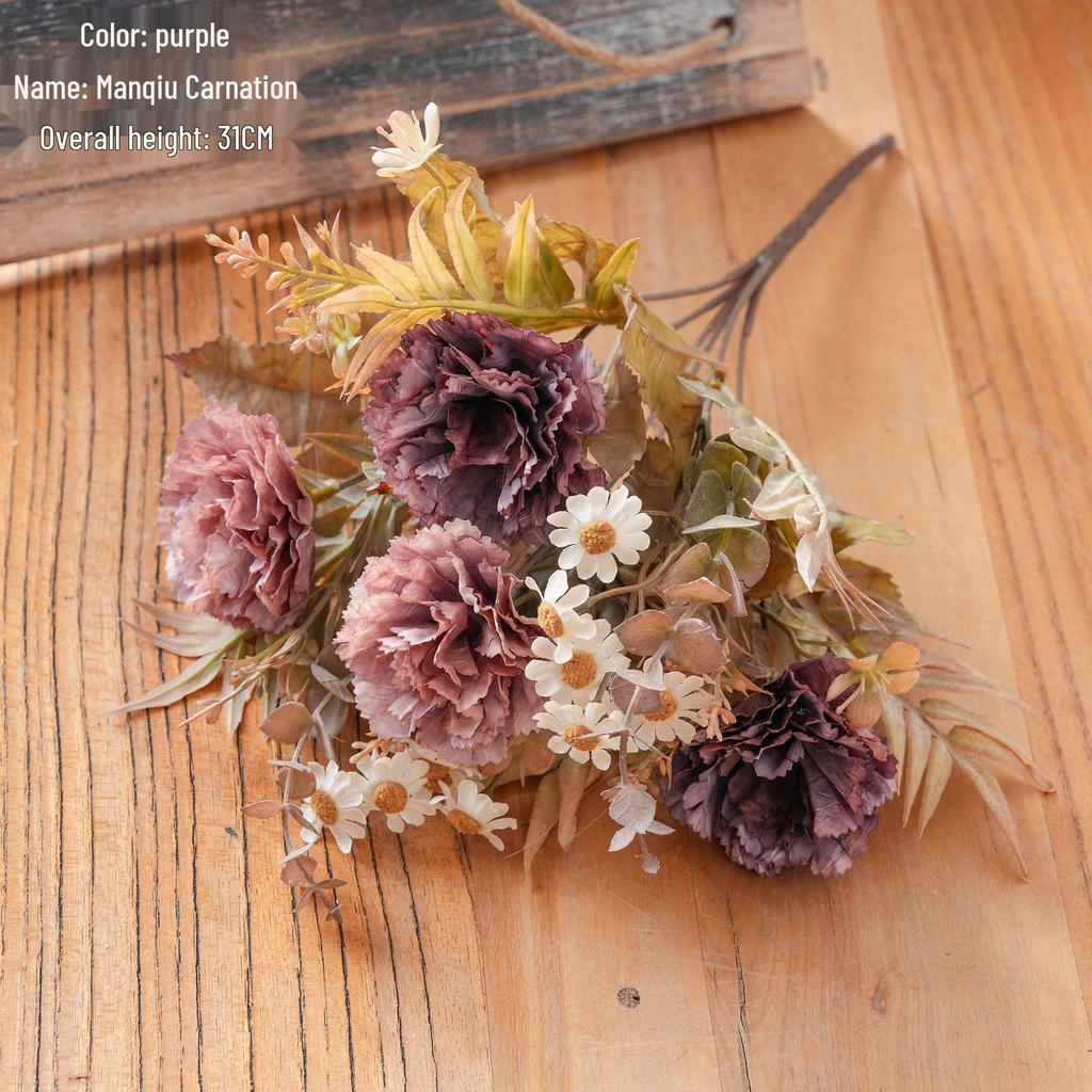 Autumn Carnation Rose Bouquet - Faux Flower Wall Decor for Home & Wedding