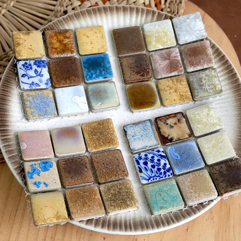 DIY Ceramic Mosaic Tiles Glass leaf petal shape Handmade Ornaments Tiles Wall Crafts Crystal for Decorative Material cerd01