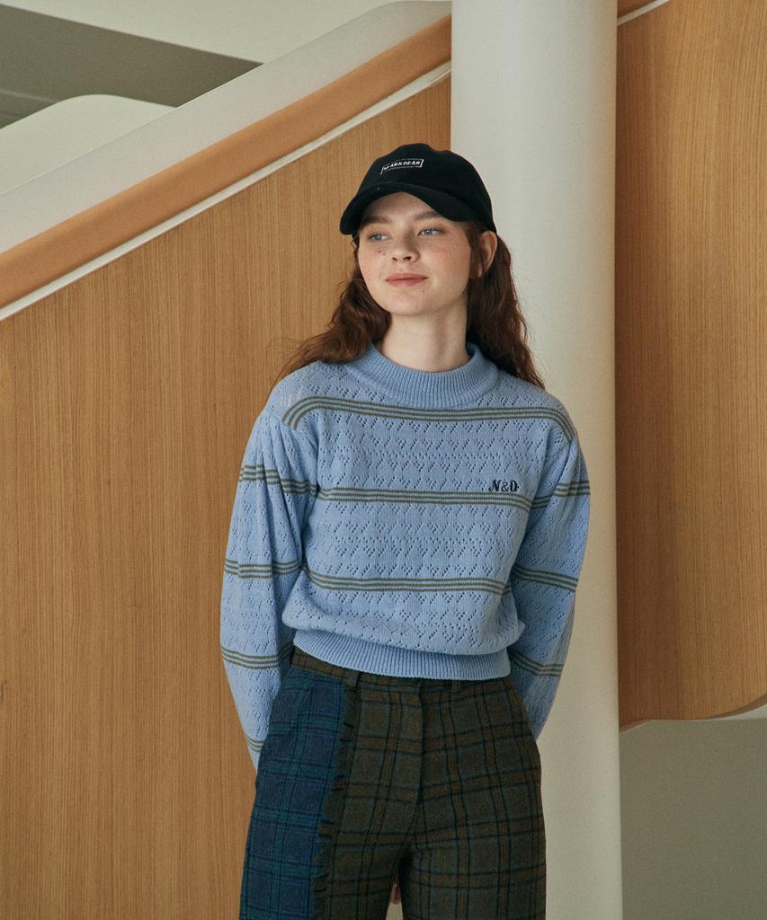 NEAR&DEAR Scaly Stripe Knit Top_Light Blue