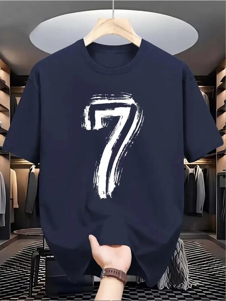 

Summer Men s 100% Cotton Casual Loose Digital 7-Pattern Printed Comfortable Sports Round Neck Short Sleeve T-shirt Top 5XL