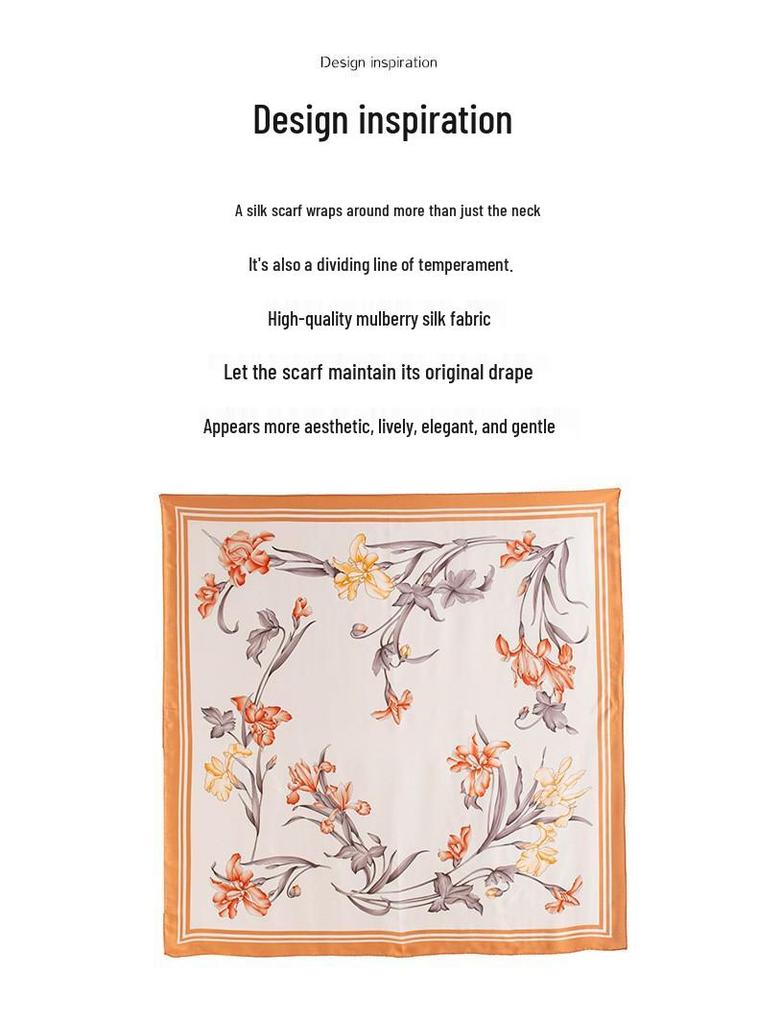 2026 Mulberry Silk Square Scarf: High-End Printed Necktie Shawl Gift for Elders