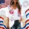 Women's Independence Day Print Cardigan, Loose-Fit Tunic, Casual Shirt