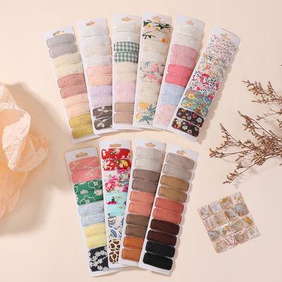 20pcs/set Lovely Cotton Print Floral BB Hair Clips for Baby Girls 2.2'' Colorful Summer Hairpins Headwear Kids Hair Accessories
