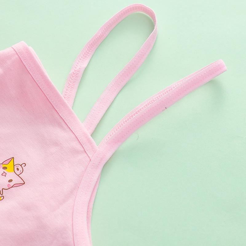 Pinduoduo Girls' Pure Cotton Cartoon Vest Bra - Anti-Protrusion Underwear for Elementary School Students