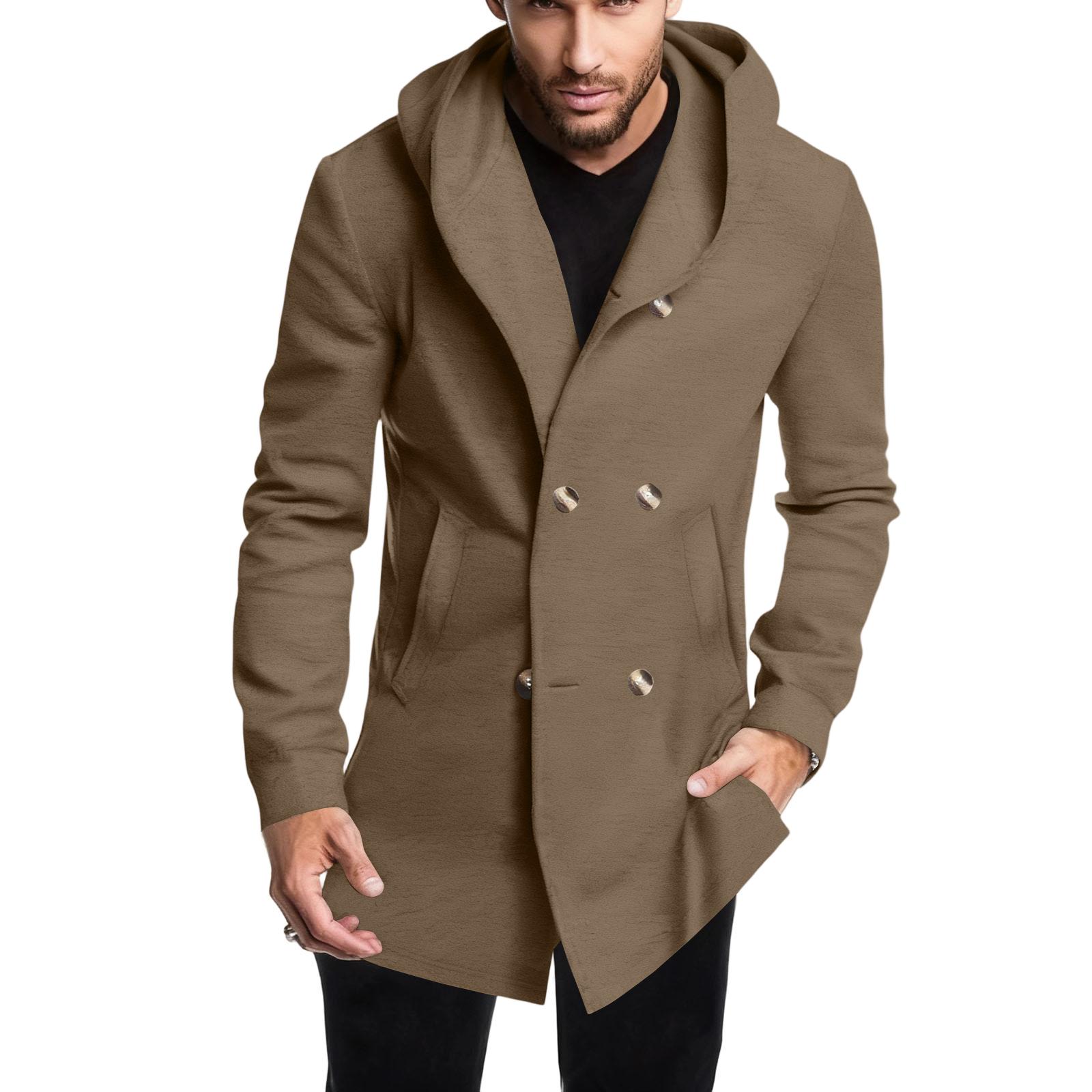 

Мужской Средний К Длинному Самосовершенствование Ветровка С капюшоном Капюшон Повседневное Пальто XXXL хаки