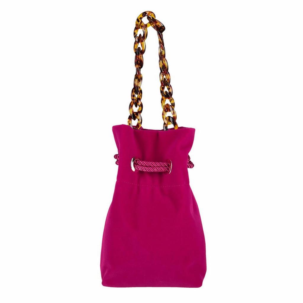 0671 Crossbody Shoulder Mini Tote Bag Baby Lou Velours Chain BR [Routeto] velours-chain (01 Magenta)