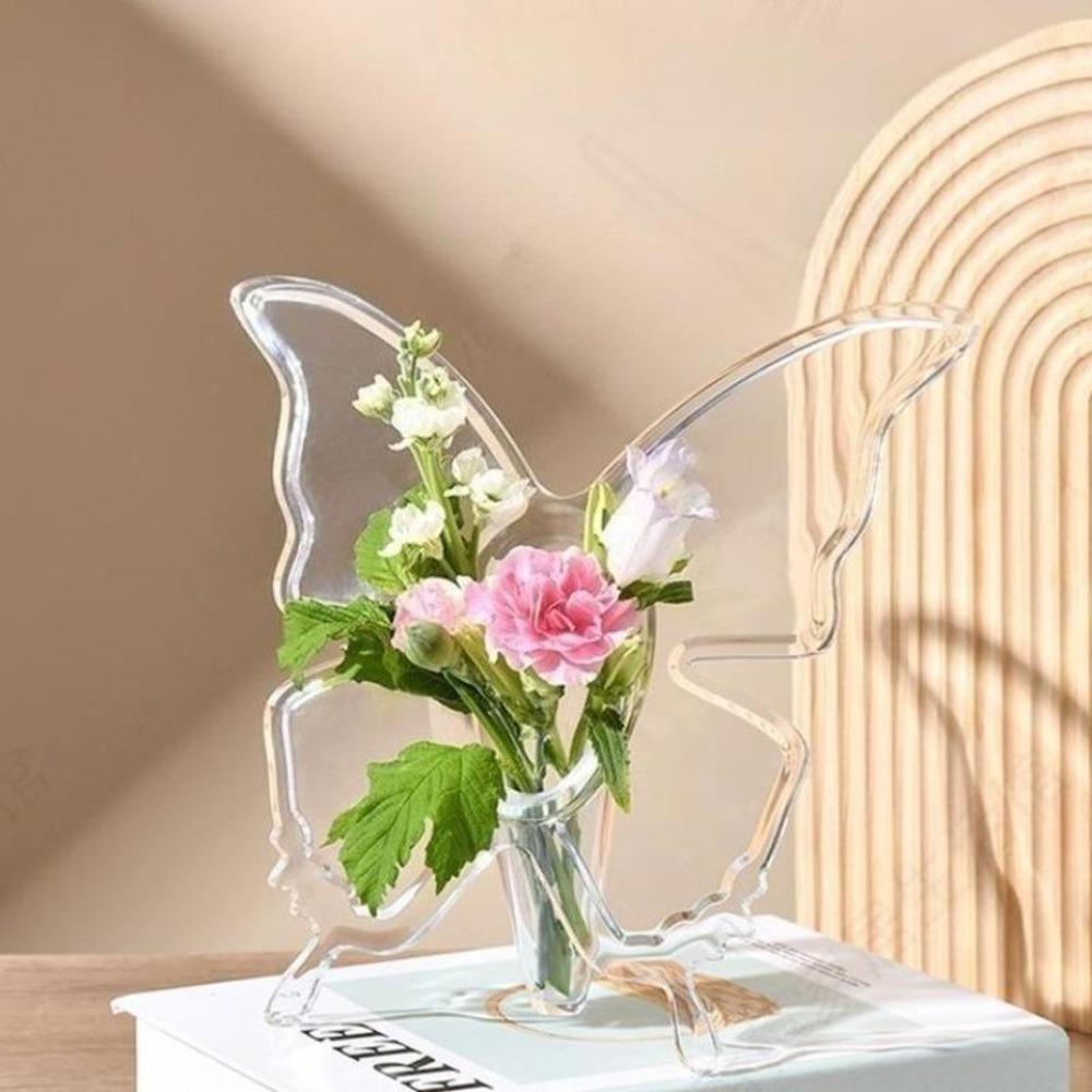 1PC Transparent Butterfly Vase | Modern Luxury Minimalist Decoration for Desk and Living Room Displays, Hydroponic Plant