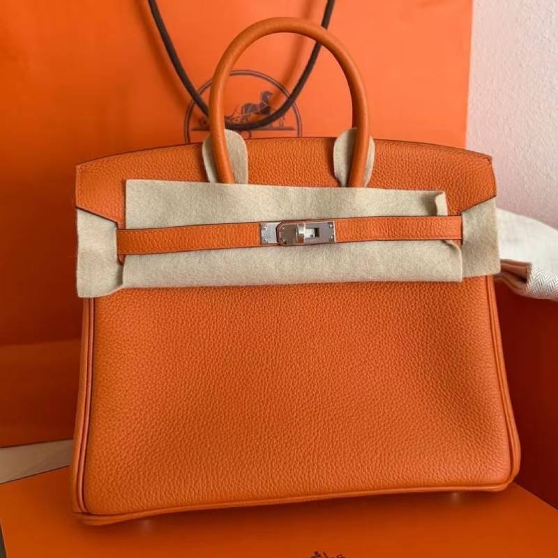 Leather Handbag With Silver Lock For Elegant Women Day Use