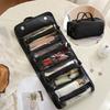 Roll-up Makeup Bag Travel Cosmetic Bag with 4 Detachable Clear Organizer for Women Pouches Folding Toiletry