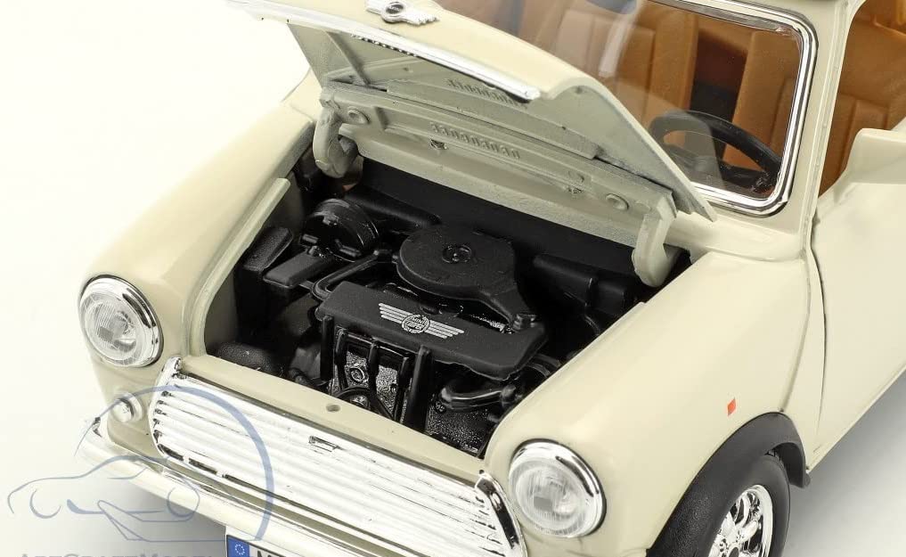 Bburago Scale Mini Cooper 1969 Cream Diecast Model Car 1/18