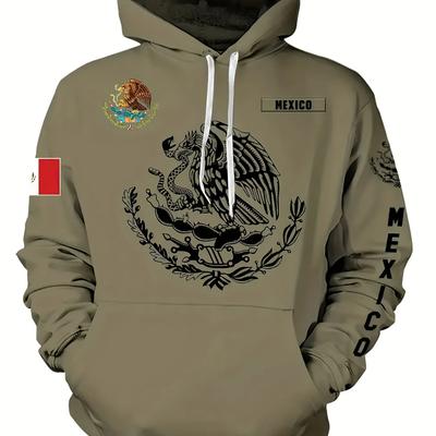 Mexican Style 3D Printed Animal Pattern Men's Hooded Sweatshirt, Sports and Casual Stretch Top for Fall and Winter Season