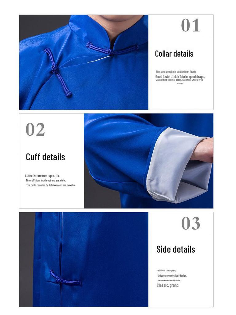 Men's Long Sleeve Frog Button Robe Schoolteacher Performance Costume