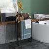 Towel Rack Towel Rack Set 3 Towel Bars, Industrial Design, Bamboo, 45 x 22.5 x 86 cm, Black + Natural