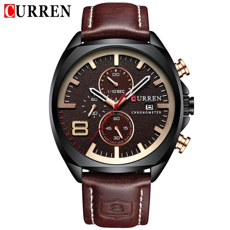 CURREN Uhr Herren Wasserdicht Chronograph Sport Militär Männliche Uhr Mann Top Marke Luxus Leder Armbanduhr Relogio Masculino 8324