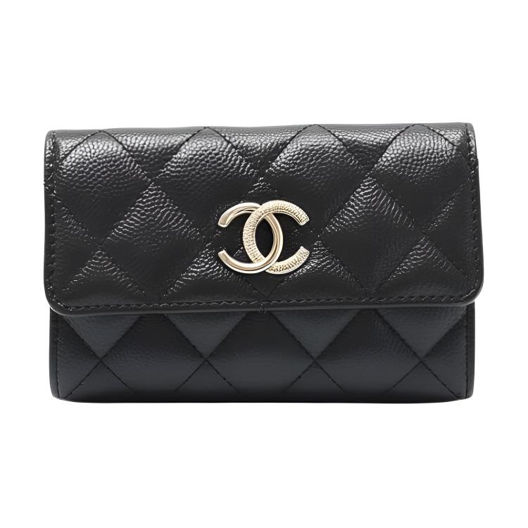 Chanel Logo Rūtaina Teļāda Kartes Turētājs