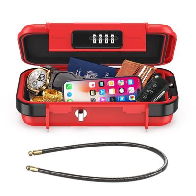 Portable, Waterproof, and Anti-theft Safe That Can Store Money, Jewelry, and Cell Phones. Red.