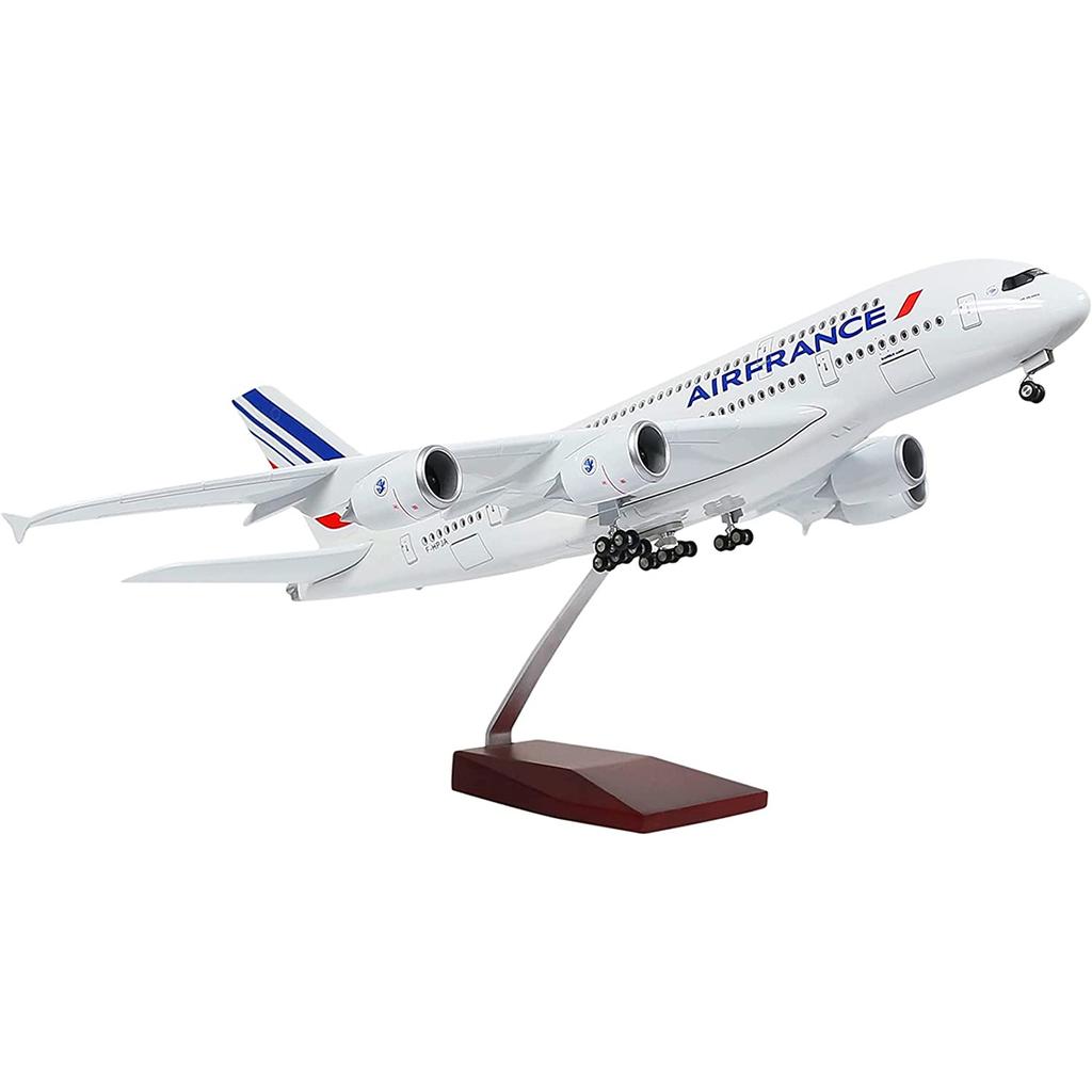 1/160 Scale 50.5CM Airplane Airbus A380 Air France Airline Model W LED Light & Wheel Diecast Plastic Resin Plane For Collection