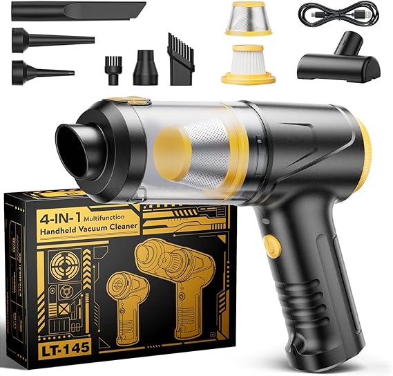 Handheld Vacuum Cleaner 21000Pa Suction with Brushless Motor, 4-in-1 Portable Mini Car Vacuum with 2 Suction Modes, Cordless Vac