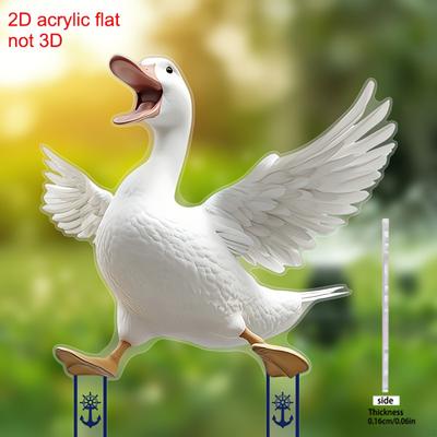 Goose Acrylic Garden Stake Cute Goose Statue Garden Ornaments Lawn Potted Plant Flower Pot Embellishment Decor, Durable Acrylic Sign
