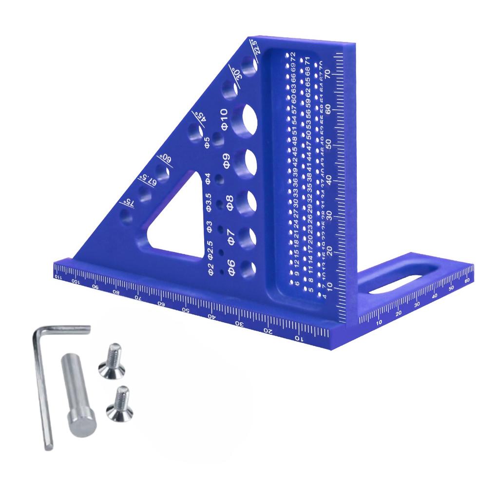 Precision Carpenter Square & Hole Scribing Ruler | 22.5-75° Measuring Tool with Angle Pin, Plastic Material