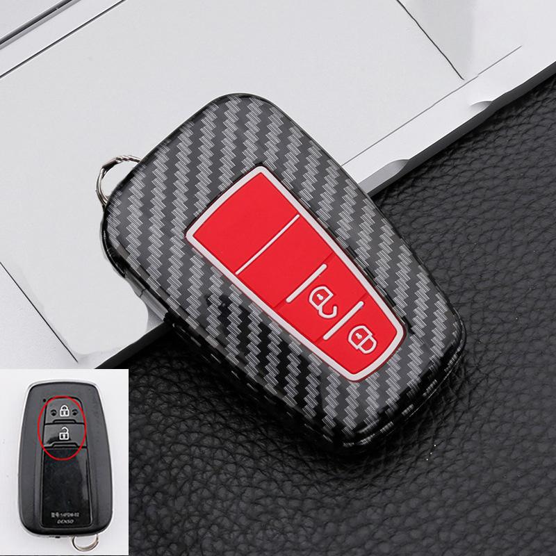 Carbon Fiber Auto Key Fob Case Cover Fit For Toyota C-Hr Chr Rav4 Rav 4 Corolla Camry Avalon Land Cruiser Prado Prius