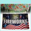 Fireworks Letter Pattern Polyester Patriotic Flag For Outdoor Events And Holidays