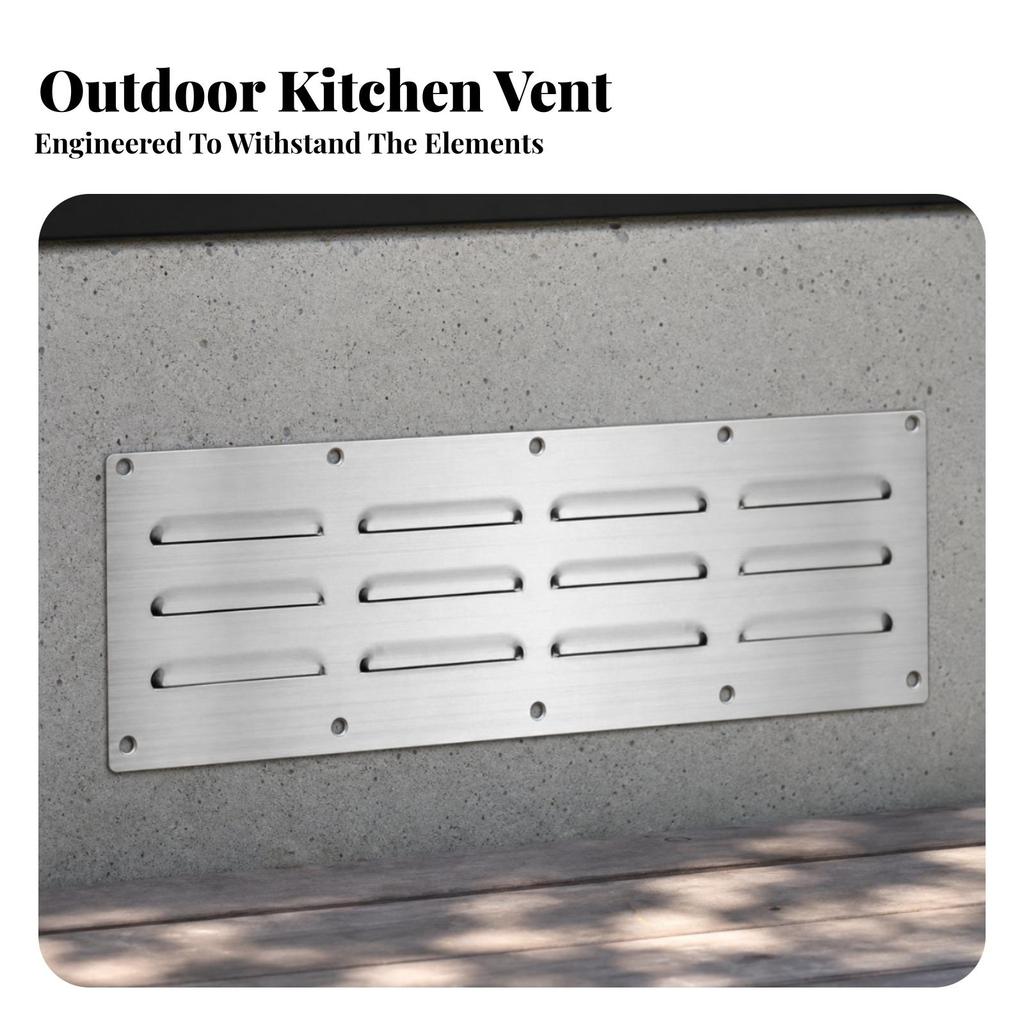 Horizontal Slat Ventilation Panel Surface-Mount for Built-in Barbecue Enclosures