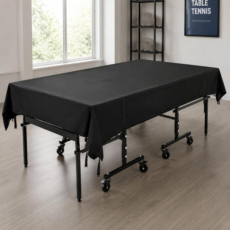 Open Table Tennis Table Cover with Flexible Cloth Barrier and Several Retaining Features for Patio, Balcony, Garage and Indoor Storage Use