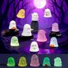 Resin Ghost Ornament Glow-in-the-dark Halloween Figurine, Mini Statue for Micro Luminous Figurine Landscape, Home Office Desk