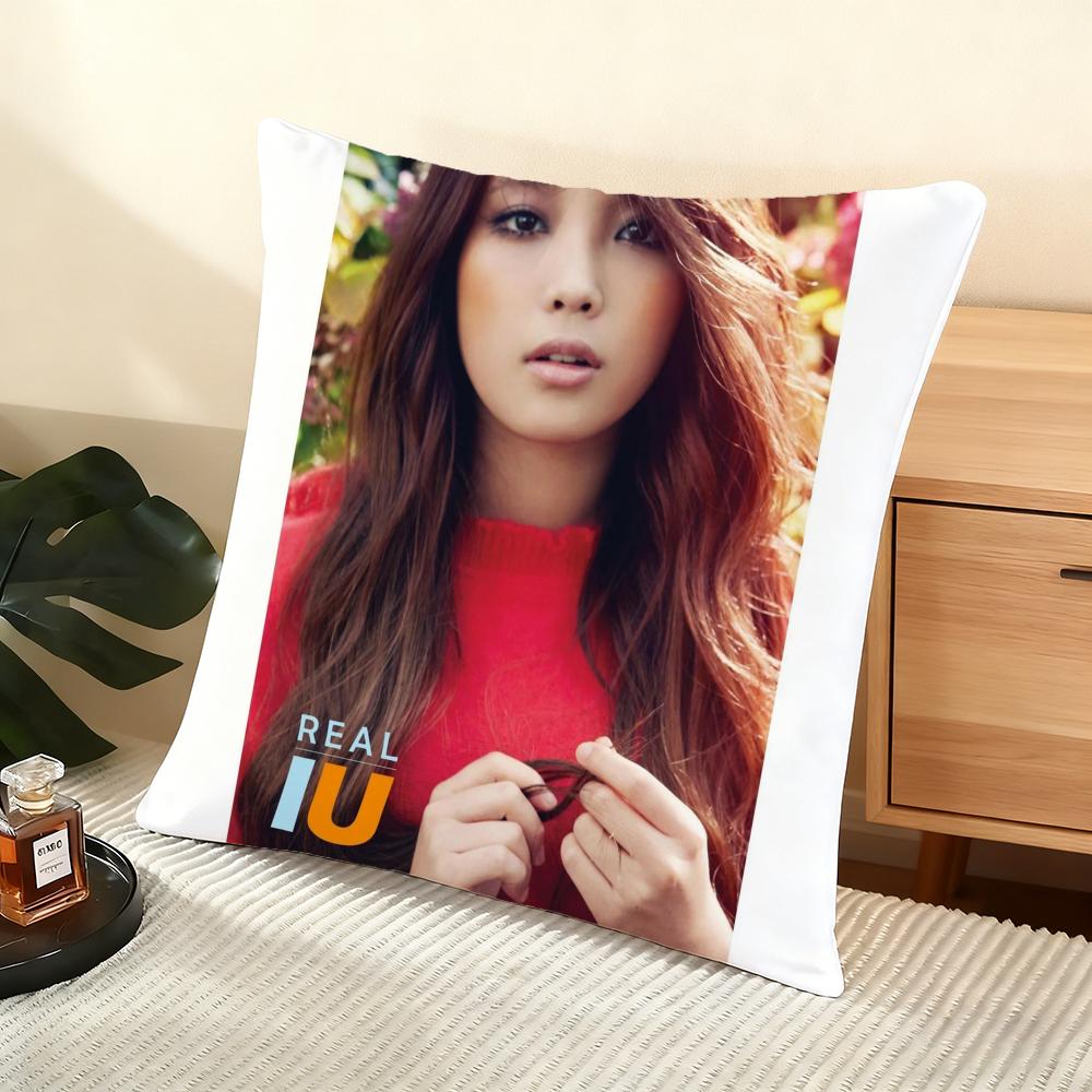 Korea Singer IU Album Cushion Cover Silky Short Plush Home Sofa Cushion Cover - Invisible Zipper Home Decoration