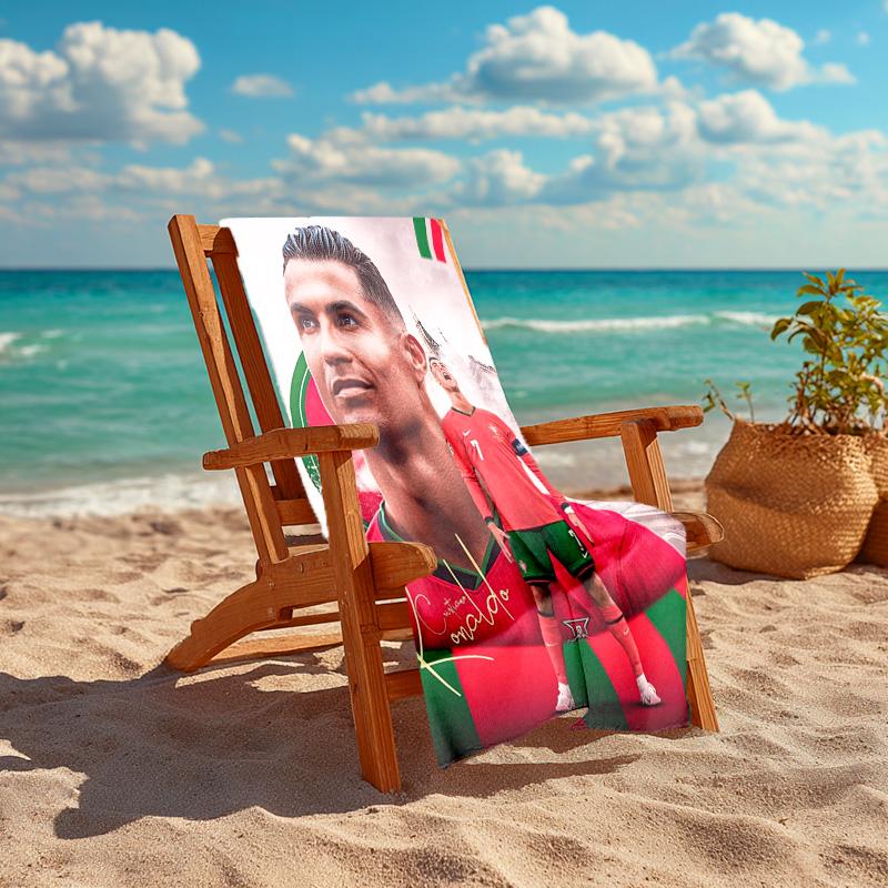 Ronaldo Portugal Football Legend Beach Towel Beach Portable For Travel Outdoor Pool Towel Seaside Swim Comfort Outdoor Picnic Beach Mat