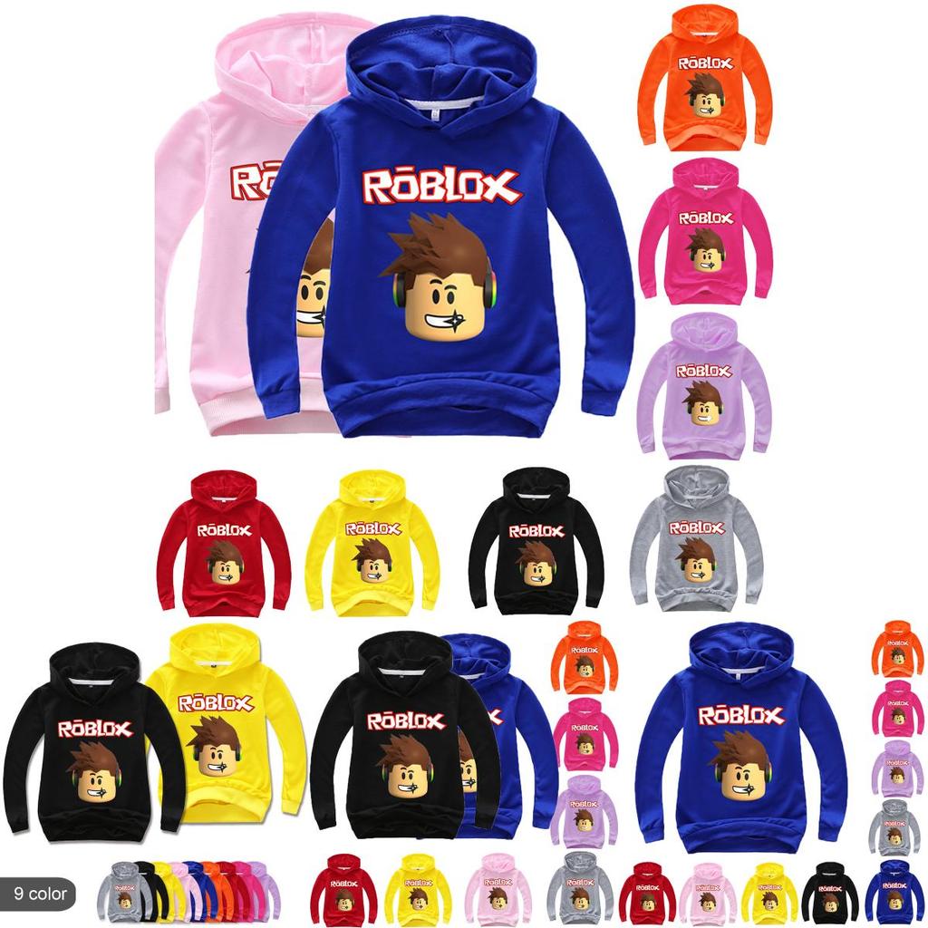 Childrens Roblox Cartoon Print Hoodie Sweater Long Sleeve Fashion Tops Pullover