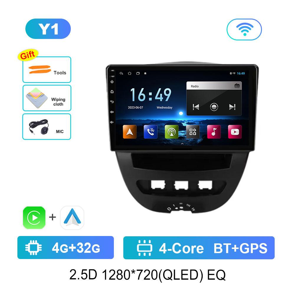 For Peugeot 107 For Toyota Aygo For Citroen C1 2005 - 2014 Android 14 GPS Car Video Multimedia Player BT WiFi HD Touch Screen 4G